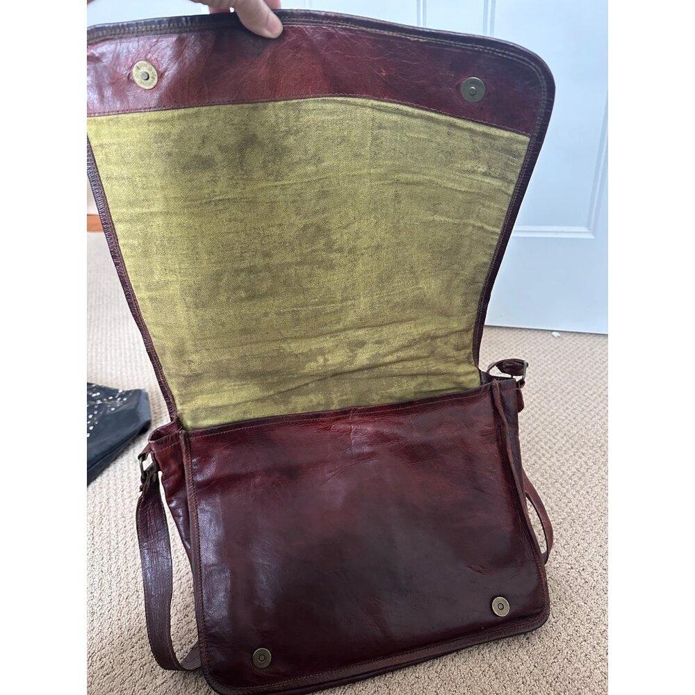 Vintage Leather Messenger Bag Satchel Computer 14 x 12 Supple Custom - Picture 7 of 13
